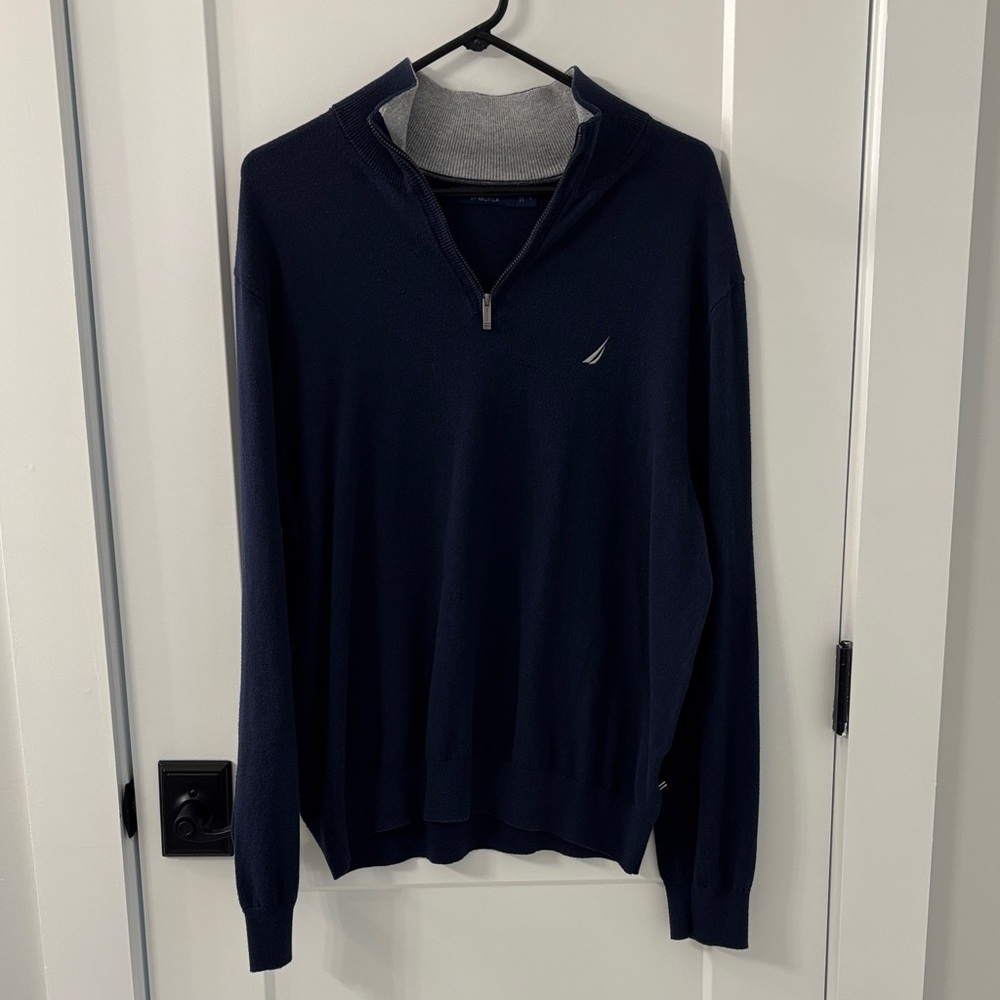 Nautica NavTech Navy Blue Zip-Up Sweater